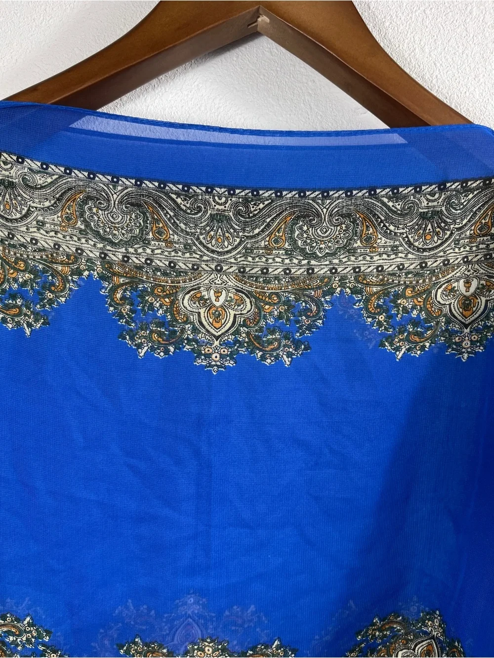 Y2K Women's Blue Chiffon Sheer Scarf Blouse Top One Size